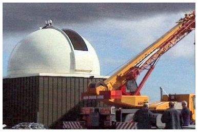 Dome in place with crane alongside